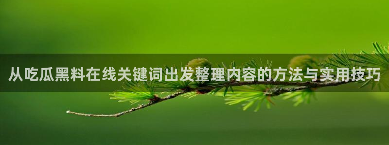 51 吃瓜:从吃瓜黑料在线关键词出发整理内容的方法与实用技巧